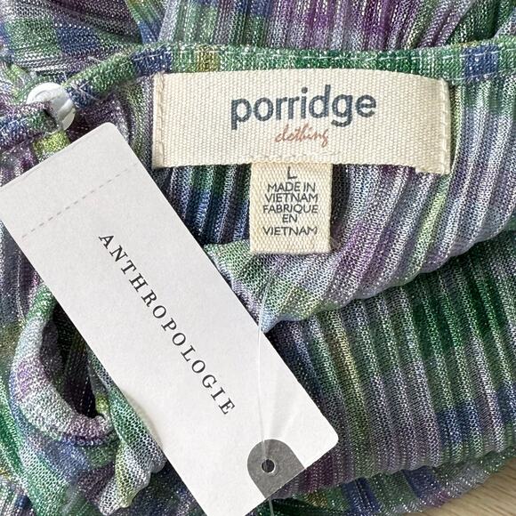 Anthropologie Porridge Sheer Plaid Metallic Top NWT Whimsy Twee Mod Retro L - Picture 7 of 8